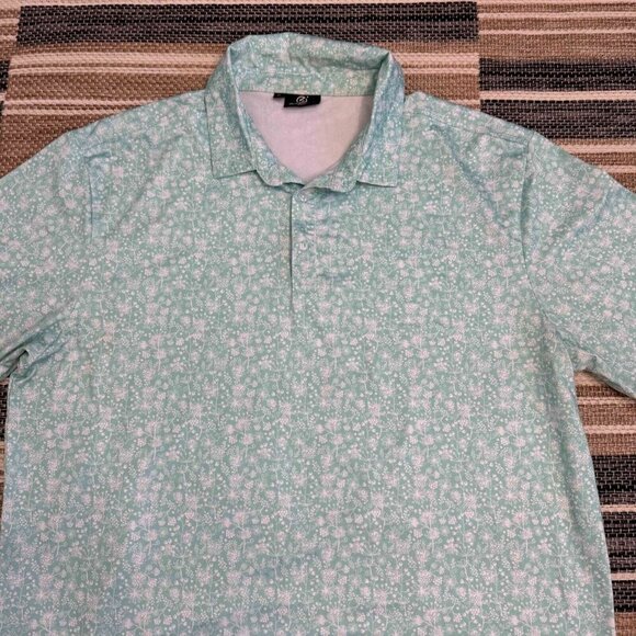 Greenside Mens Golf Polo Shirt Polyester Blend Side Slit Short Sleeves Green XL - Picture 2 of 12